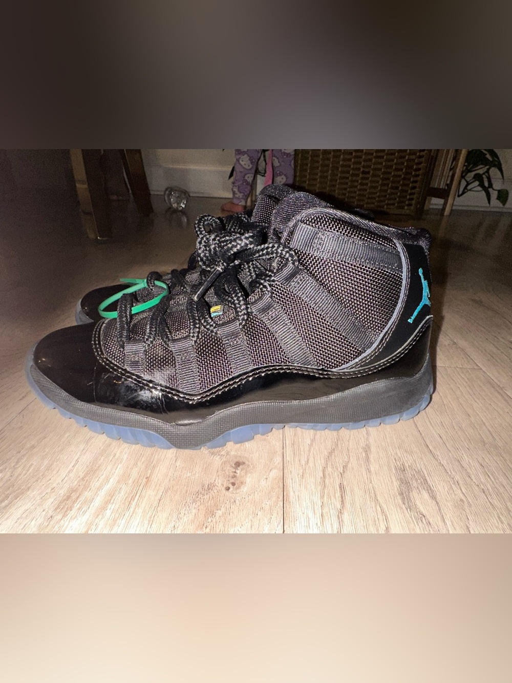 Jordan Kids Black and Teal High-Top Sneakers